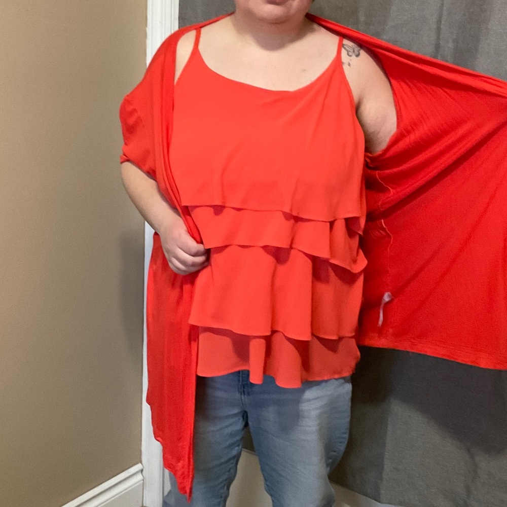 Ricki's Bright Red Layered Ruffle Blouse - Picture 3 of 4